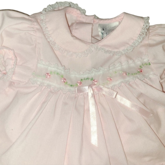 Bright Future Pink Lace Floral Dress With Bloomers 3-6 Months Vintage 80s VGUC - Picture 2 of 6
